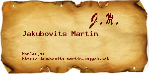 Jakubovits Martin névjegykártya